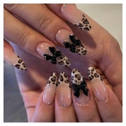 Nägel Leopard Press On French 3D Schleife Braun Mandel almon 1 St