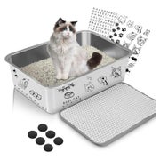 Katzenklo Edelstahl geruchsfrei antirutsch Gummiboden Weiß 6 1 St