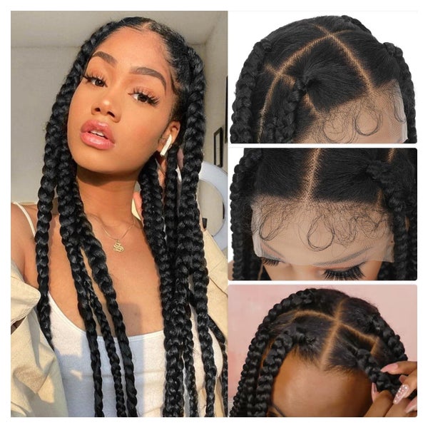 Perücke Vollspitze Knotenlos Box Braids 81 cm large square 1 1 St