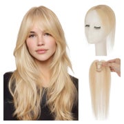 Pony Haarteile Clip in Echthaar Fringe Curtain Bangs 60 Plat 1 St