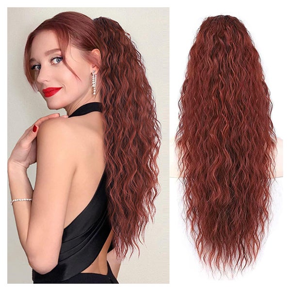 PORSMEER Pferdeschwanz Haarteil Lang 76cm Wellig Locken Ponytail Extension
