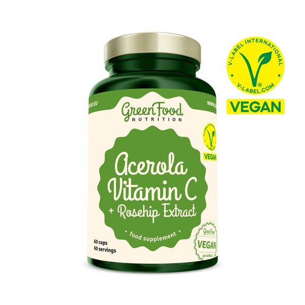 GreenFood Nutrition Acerola Vitamin C + Hagebutten Extrakt 60 St