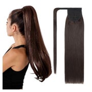 Pferdeschwanz Haarverlängerung Echthaar Zopf Wrap 40cm #2 Du 1 St
