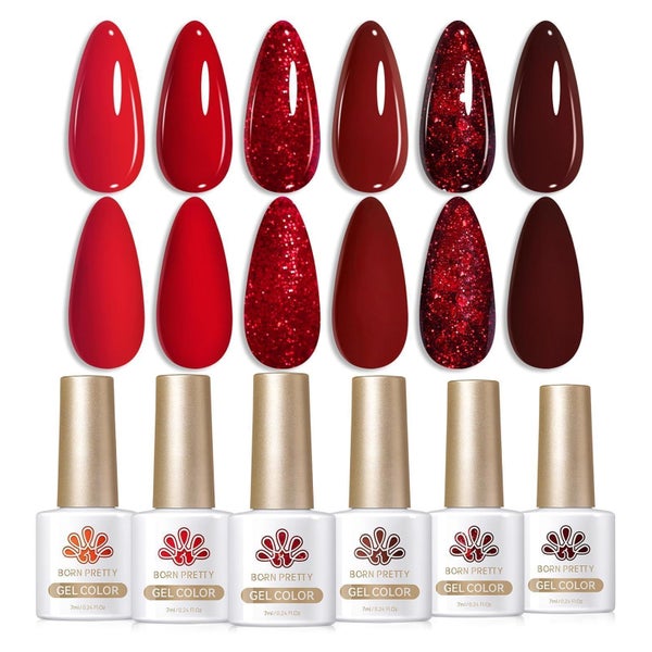 Nagellack UV Gel Burgunder Maniküre Nagelkunst Glitzer Rot 1 St