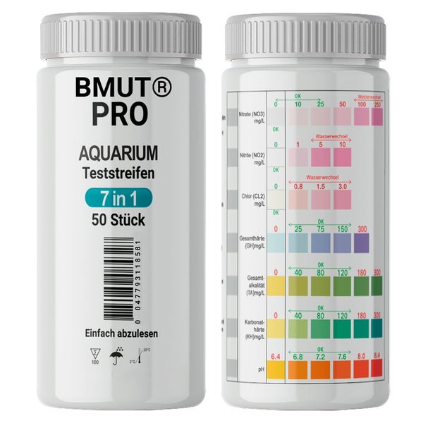 BMUT 7in1 Aquarium Teststreifen Wassertest Fische Teich 50 St
