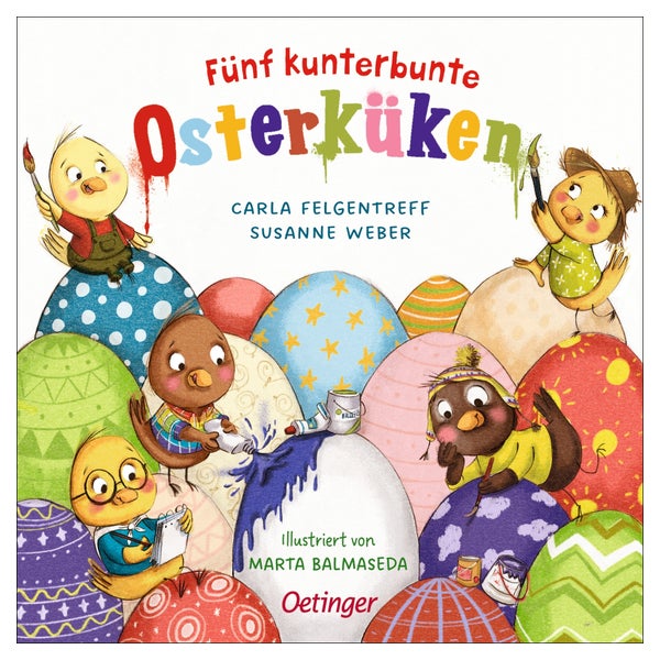 Fünf kunterbunte Osterküken