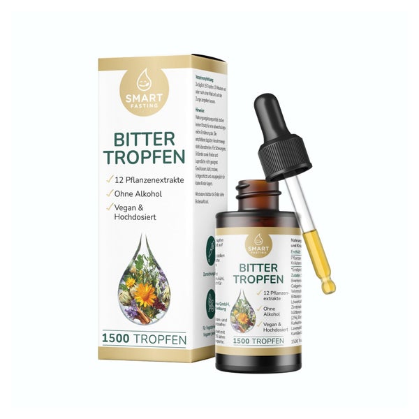 Bittertropfen ohne Alkohol – 12 Kräuter, 1500 Tropfen, vegan 50 ml