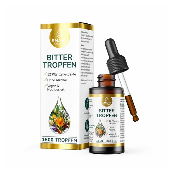 Bittertropfen ohne Alkohol – 12 Kräuter, 1500 Tropfen, vegan 50 ml