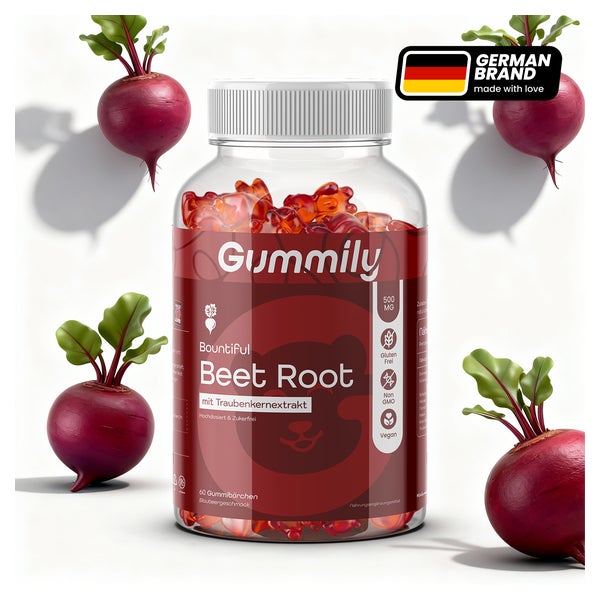 Gummily® Rote Bete Gummibärchen - Beta vulgaris - Beet Root Gummies 60 St