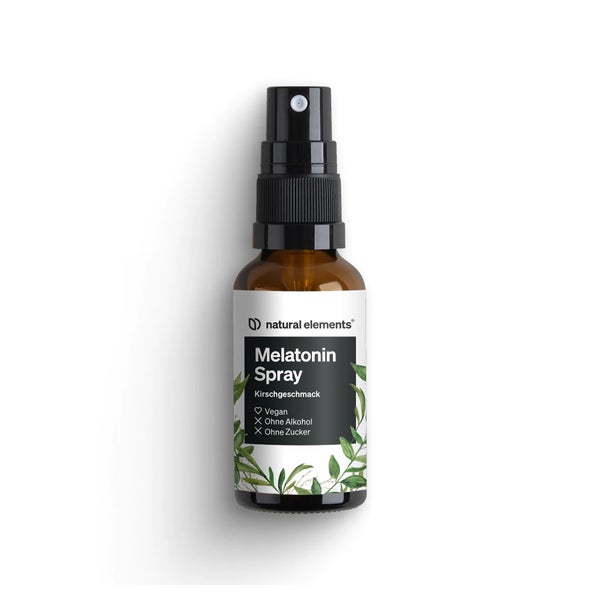 Melatonin Spray Kirsche – 0,5 mg Melatonin pro Tagesdosis – Zuckerfrei – mit Vitamin B1 und B6 – 30 ml, vegan, in Deutschland produziert 30 ml