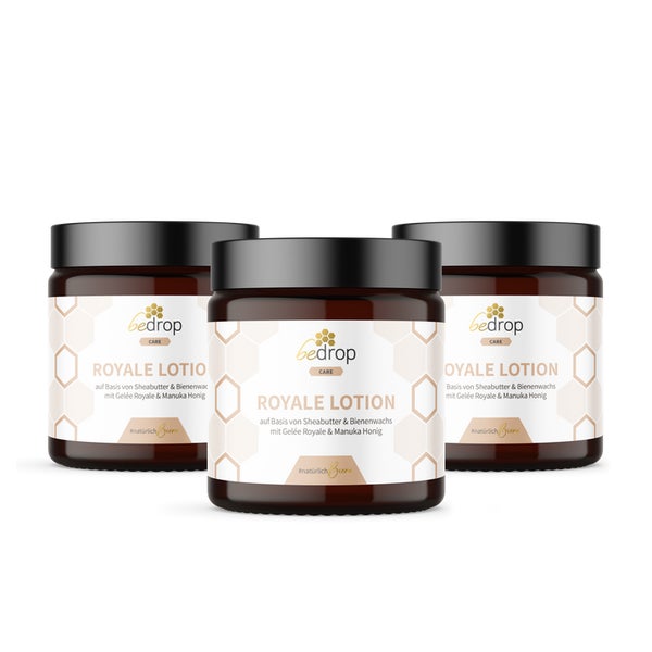 bedrop Vorteilsset: Royale Lotion Bodylotion mit Gelée Royale, Sheabutter und Manuka Honig 3er Set 300 g