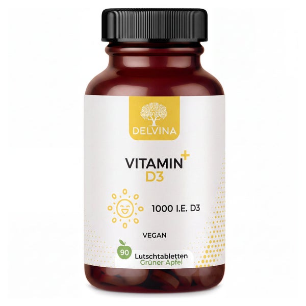 Delvina Vitamin D3 PRO Lutschtabletten 1000 I.E. - Apfel 90 St