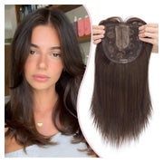 S-noilite Haar Topper für Frauen, Clip-In Haarteil, Glatt 35cm, Auburn Braun