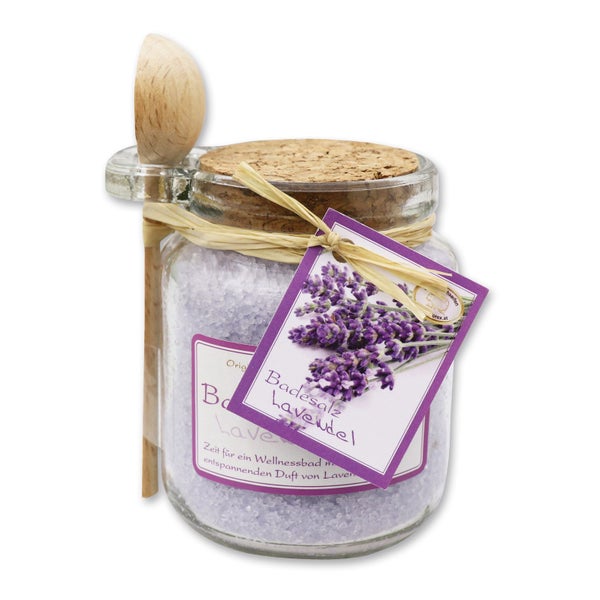 Florex Badesalz Lavendel Glas mit Holzlöffel 300 g