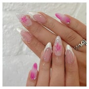 Künstliche Fingernägel French 3D Blumen Strass Nagelkleber Y 1 St