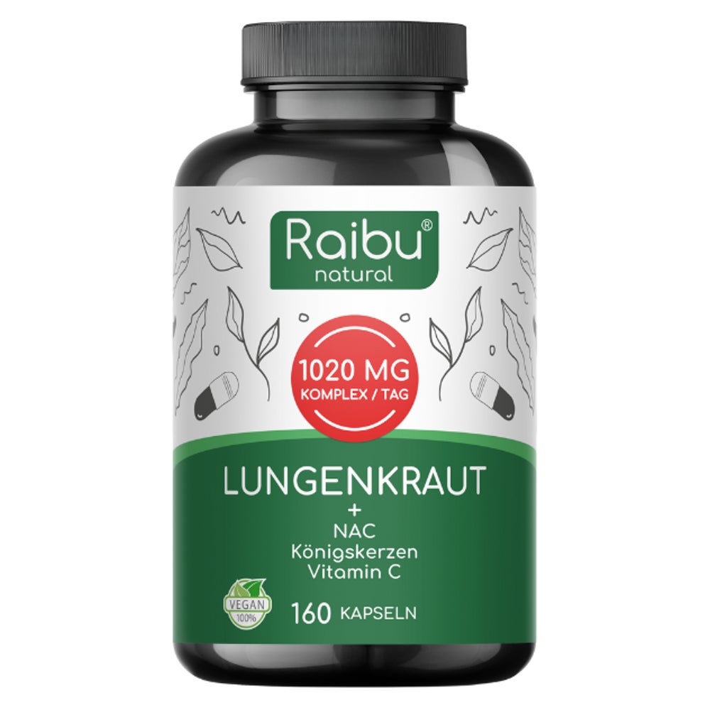 Lungenkraut Kapseln mit NAC, Königskerzen & Vitamin  C - RAIBU 160 St
