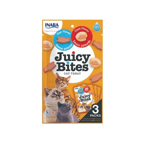 INABA Juicy Bites feuchte Fisch- und Muschel-Leckerbissen für Katzen 33,9 g (3x11,3 g) 0,03 kg