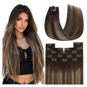 Extensions Echthaar Clip Braun Balayage 1-Clip-4-#4 27 4 60 1 St