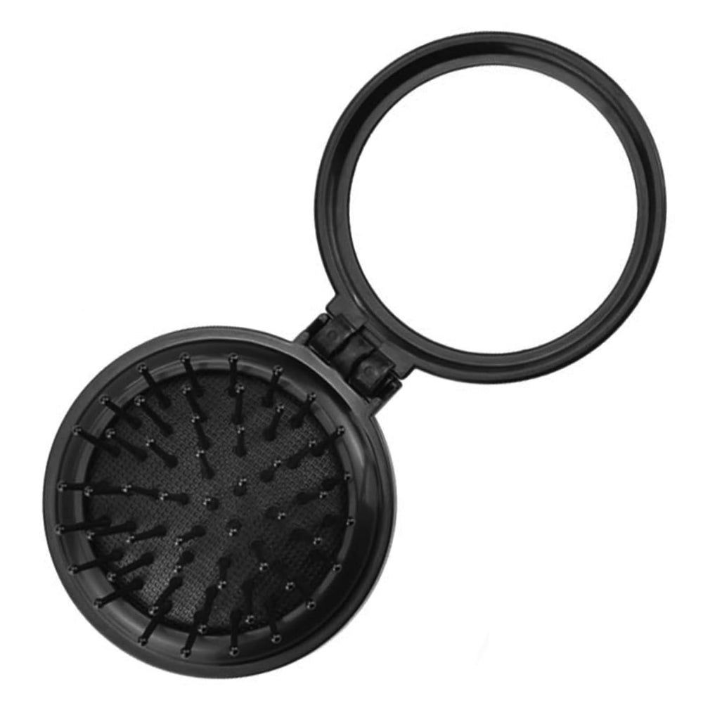 Mini Haarbürste mit Kosmetikspiegel Schwarz - Reduziert Stat 1 St