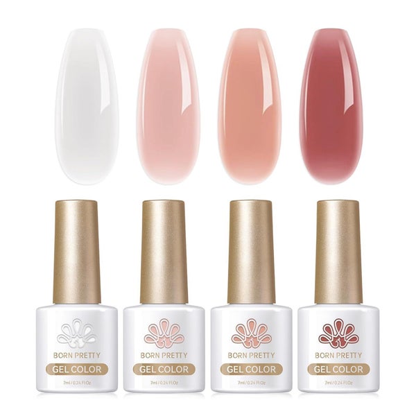 Nagellack UV Gel Transparent Weiß Nude Rosa Pfirsichdunst Je 1 St