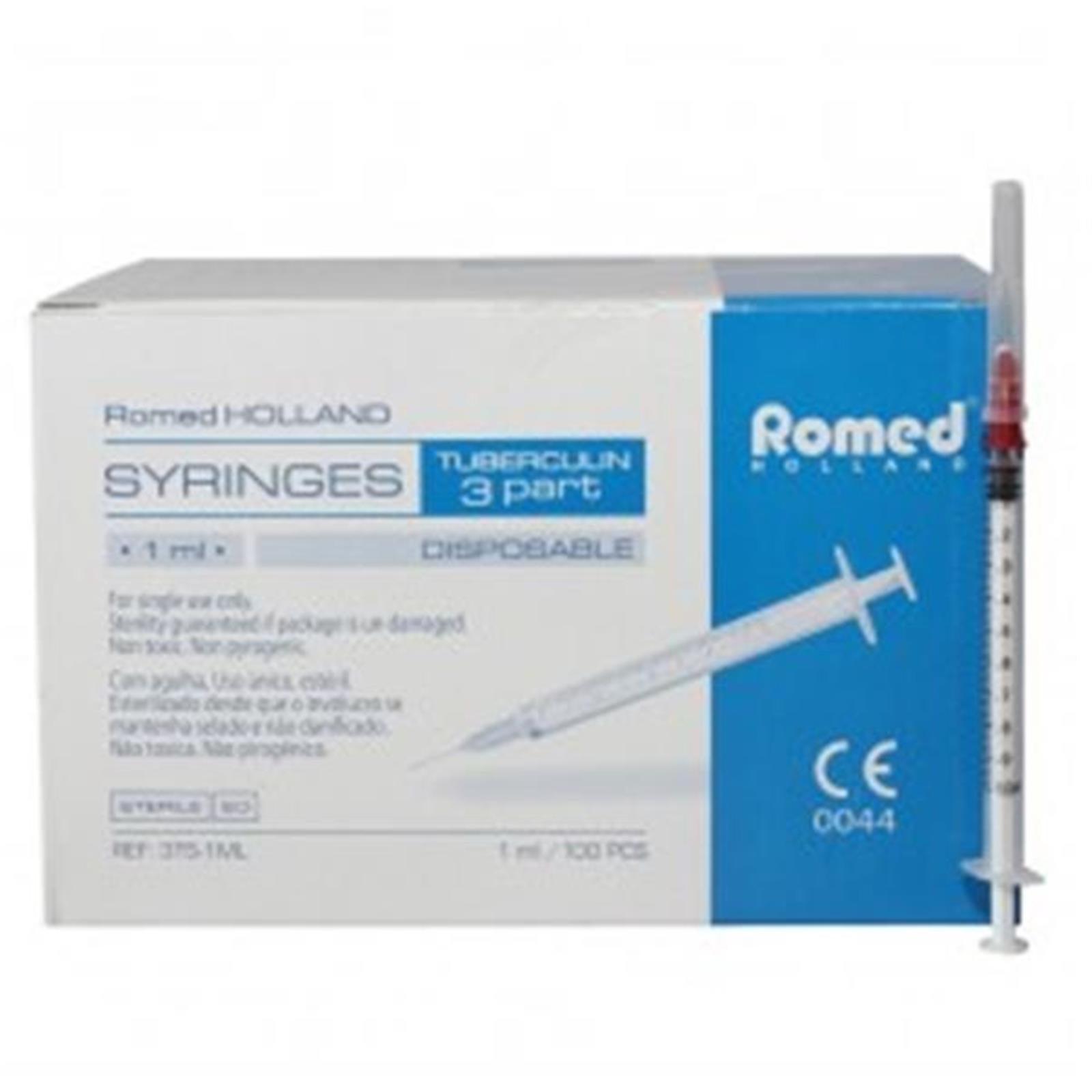 Romed Tuberkulinspritzen mit Kanüle 100 Stück 1ml 29 G x 1/2 U100 100 St