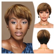 Perücken Pixie Cut Echthaar Short Layered FH-1157 Braun und 1 St