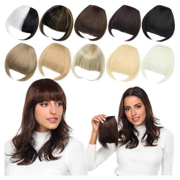 Clip in Pony Haarteile Bangs Fringe Schläfen Blond Mix Bleic 1 St