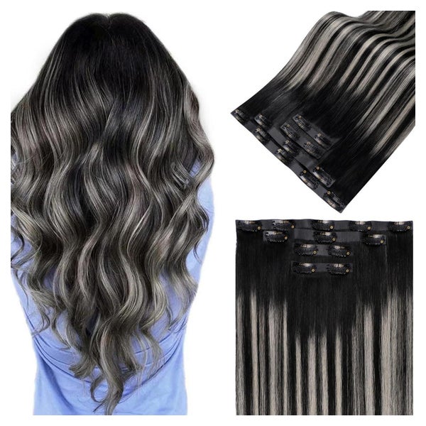 Clip Extensions Echthaar Invisible 40cm-4PCS 3.4#1b s 1b-Inv 1 St