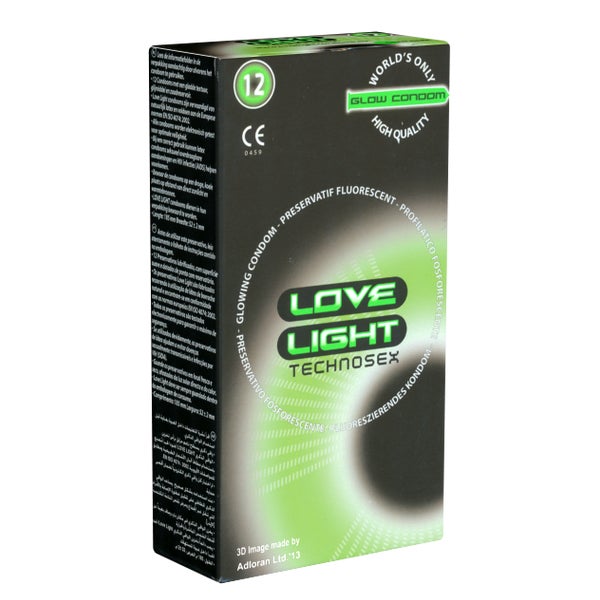 «Love Light Glow» Leuchtkondome mit fluoreszierendem Effekt (12 Kondome) 12 St