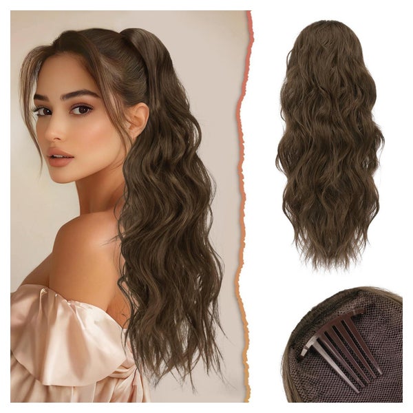 Pferdeschwanz Haarverlängerung 60cm Gewellt Kordelzug Clip H 1 St