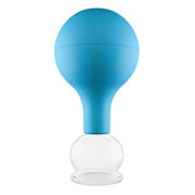 Produktabbildung: Pulox Schröpfglas aus Echtglas mit Saugball - 32mm in Blau 1 St