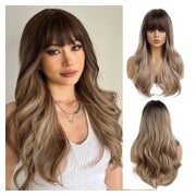 Dunkelblonde Synthetische Perücke mit Pony für Damen - Lange 1 St
