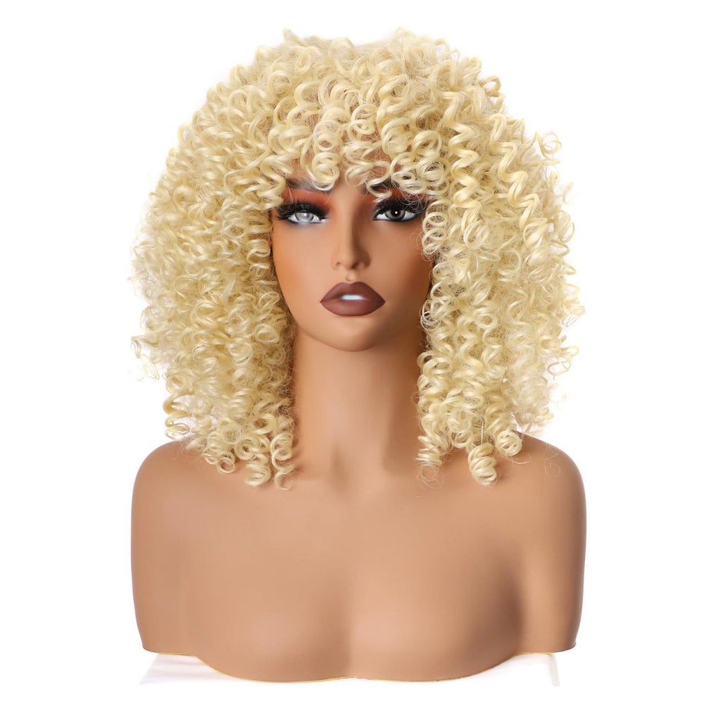 Perücke Damen Synthetisch Afro Kinky Curly Pony Kurz Blond 1 St