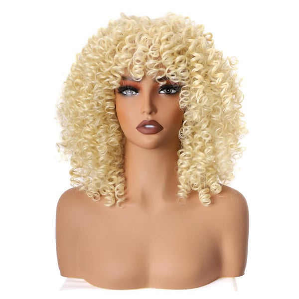 Perücke Damen Synthetisch Afro Kinky Curly Pony Kurz Blond 1 St