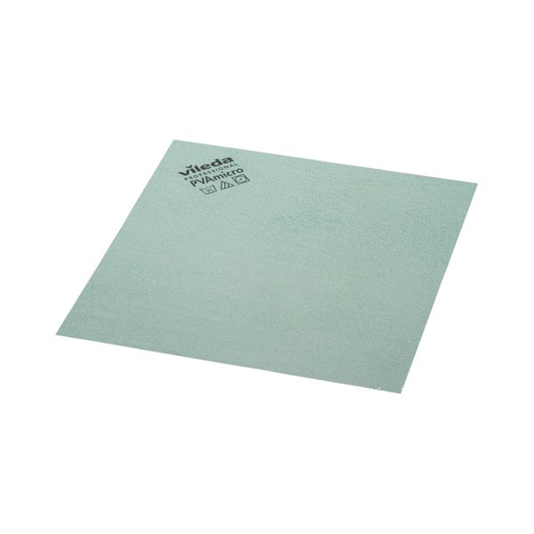 Vileda Professional PVAmicro Spezialtuch – Microfaser & PVA, streifenfrei - 1 Packung = 5 Tücher, grün