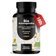Bio Ashwagandha 600 mg - 180 Kapseln - Bloom Naturals 180 St
