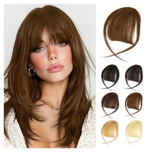 Pony Clip Remy Echthaar Fringe Bangs Wispy Bangs Dunkelbraun 1 St