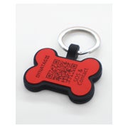 Hundemarke Knochenform Silikon Rot – QR-Code Tier-ID mit Online-Profil 1 St