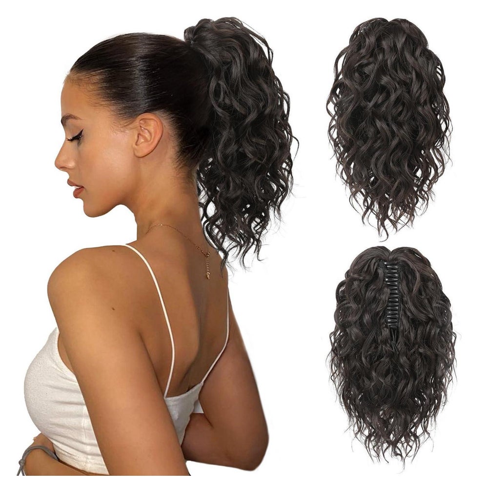 Pferdeschwanz Haarverlängerung Klammer Kinnclip 31 CM Schwar 1 St