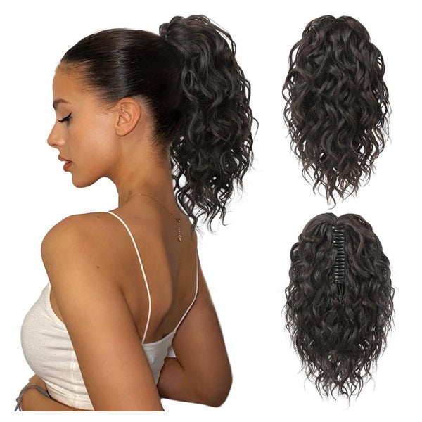 Pferdeschwanz Haarverlängerung Klammer Kinnclip 31 CM Schwar 1 St