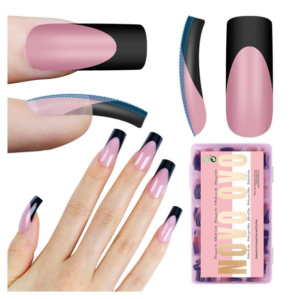 NOVO OVO Halloween French Tips Medium Curved Square, Berry Pink, 240 Stk.