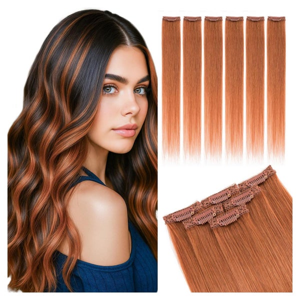 Clip In Extensions Echthaar 30cm 6 Stück 33 Honig Orange 30c 1 St