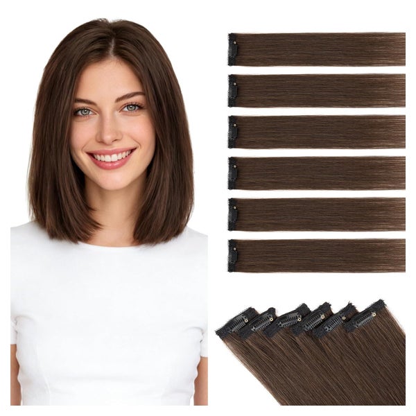 Clip in Extensions Echthaar Balayage 6 Stück 55cm #2R Dunkel 1 St
