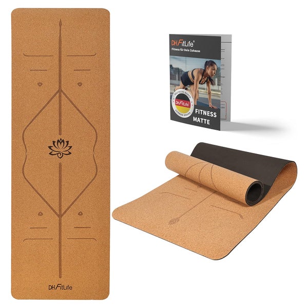 DH FitLife Kork Yogamatte für Yoga, Reha, Fitness 1 St