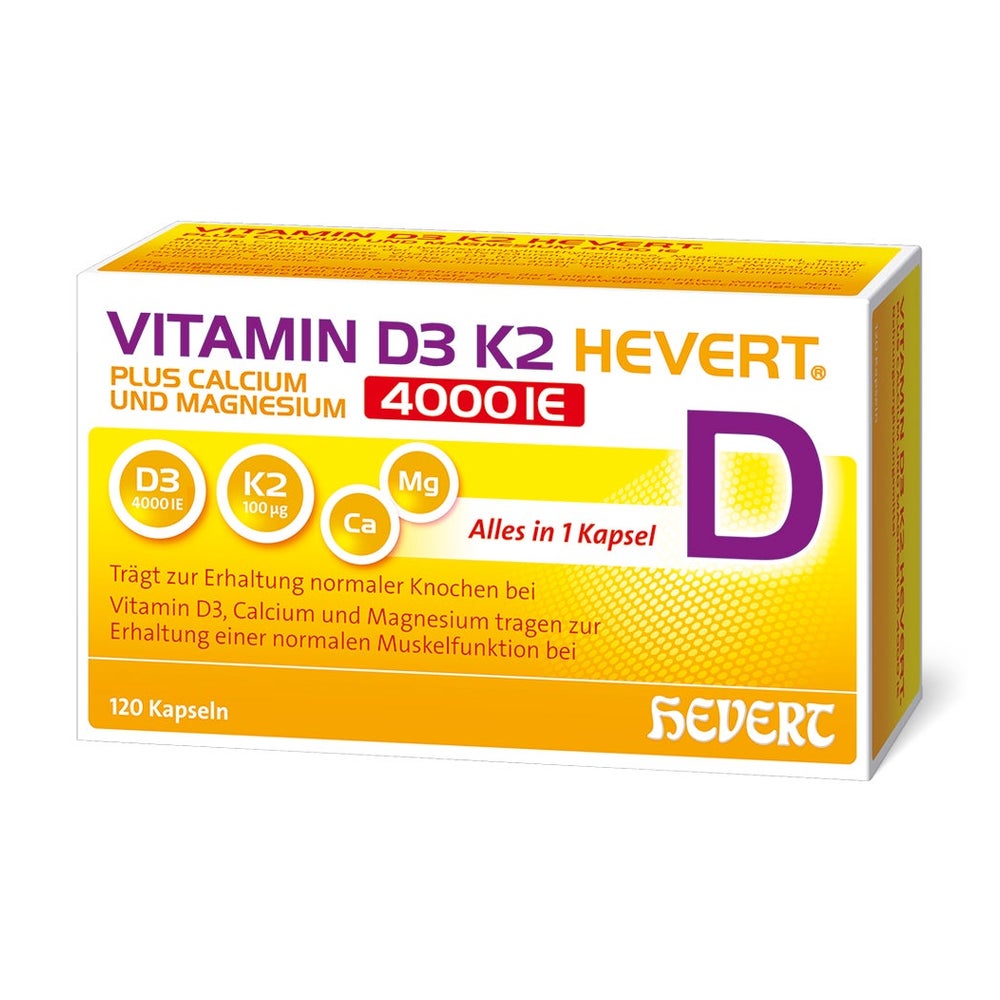 Vitamin D3 K2 Hevert+calcium U.magnes.4000 Ie Kps. 120 St