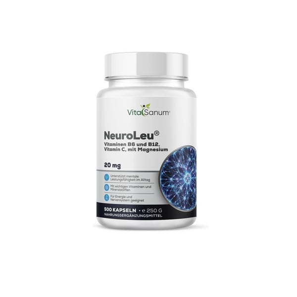 VitaSanum® NeuroLeu® – L-Leucin-Acetat – 600 mg Tagesportion – 500 vegane Kapseln 500 St