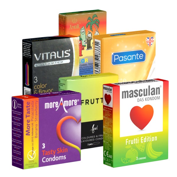 Kondomotheke® Fruity Tasty Mega Mix SIXPACK - bunte Kondome (18 Kondome) 18 St