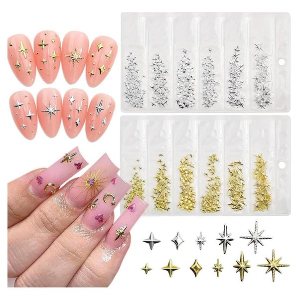 Nageldeko Charms 400 Stück Sterne Gold Silber für Nageldesig 1 St