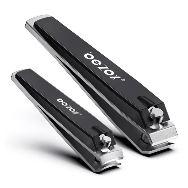 BEZOX Nagelknipser-Set 2-teilig für Finger- und Zehennägel | Edelstahl, Schwarz