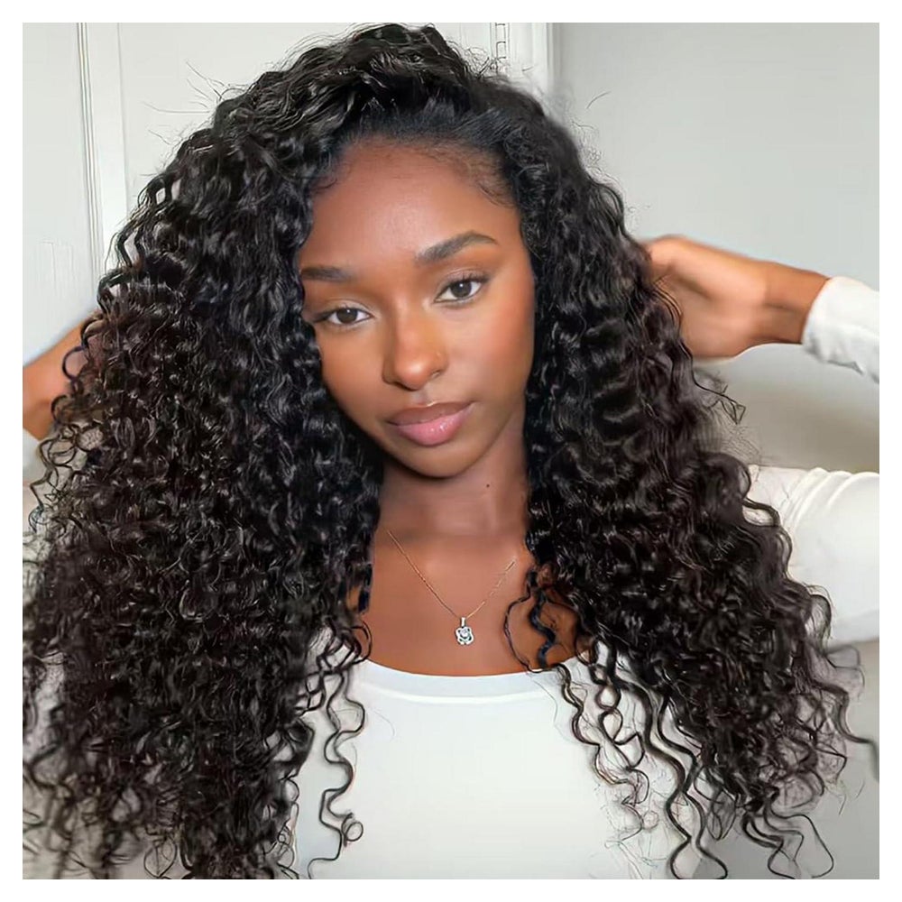 Perücke Echthaar Curly Water Wave 200 55 cm Half Wig Natural 1 St